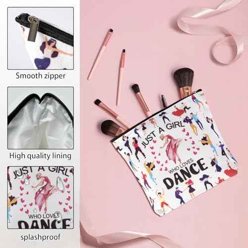 Dance Makeup Bag£¬Dancer Recital Gifts for Girls, Cosmetic Toiletry Bag with Zipper Pouch for Women£¬Just A Girl Who Loves Dance, The Best Gift for Dancer,Dancing Teacher, Women, Sister, Dance Lovers