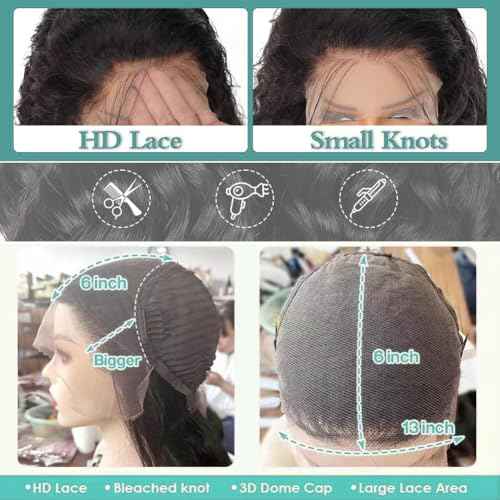 Deep Wave Lace Front Wigs Human Hair Pre Plucked 30inch 13x6 Deep Wave HD Lace Frontal Wig With Baby Hair 180 Density Glueless Deep Curly Human Hair Wigs for Women