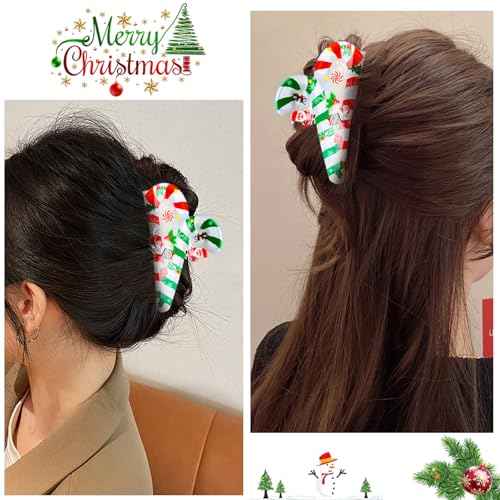 Christmas Hair Clips Cute Claw Clips Christmas Hair Claw Clips for Thin/Thick Hair Style Snowman Elk Hair Clips Acrylic Hair Accessories for Women 1PCS