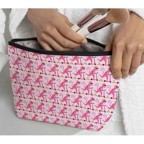 Preppy Stuff, Pink Preppy Makeup Bag Gifts for Women Girls Monkey Lovers Friend Daughter Sister Birthday Graduation Mother's Day Christmas Cosmetic Bag Travel Pouch