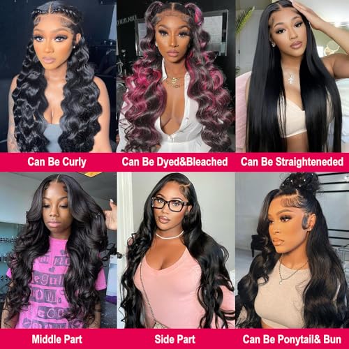 13x6 Body Wave Lace Front Wigs Human Hair 200% Density Body Wave Lace Frontal Wigs Human Hair for Women Pre Plucked Glueless Wigs with Baby Hair 24 Inch