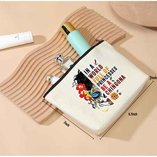 DJHUNG Inspired Mexican Girl Makeup Bag Funny Badass Women Gift Skull Travel Pouch for Women Female Girls Friends Sister BFF Nurse Mom Aunt Birthday Christmas Halloween in a World Full of Princesses
