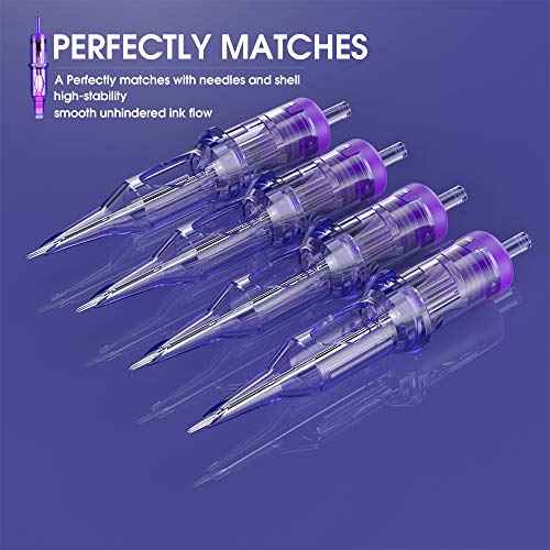 Mast Tattoo Needles Assorted 50Pcs Tattoo Cartridge Needles Round Liner #10 Mixed Sizes 1RL 3RL 5RL 7RL 9RL Disposable Membrane for Tattoo Gun
