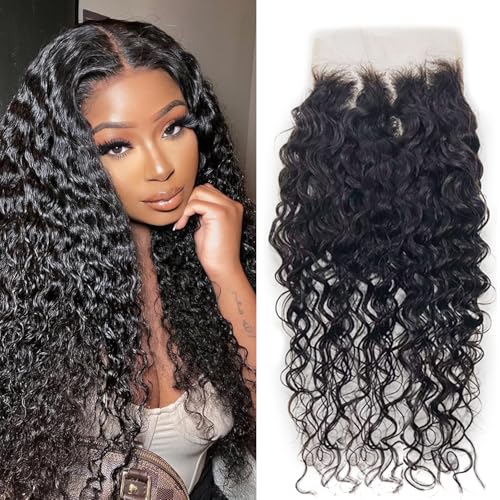 10A Grade Unprocessed Water Wave Closure 6x6 Frontal Hd Transparent Lace 22 Inch Pre Plucked Natural Hairline With Baby Hair High Density Brazilian Virgin Human Hair