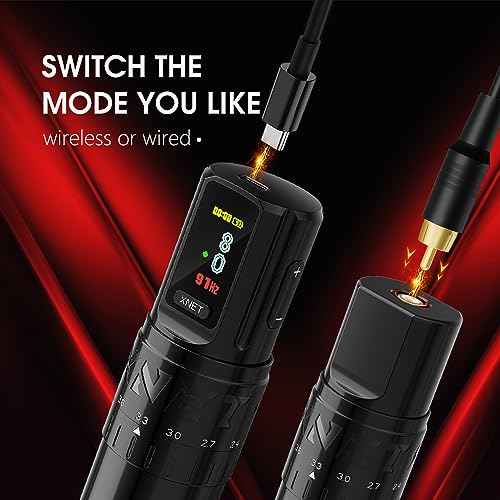 Xnet Vipera Adjustable Stroke Tattoo Machine - Wireless Tattoo Gun, Rotary Cartridge Tattoo Pen with Extra 2400mAh Battery Coreless Motor Tattoo Supply for Professional Tattoo Artists& Beginners,Black