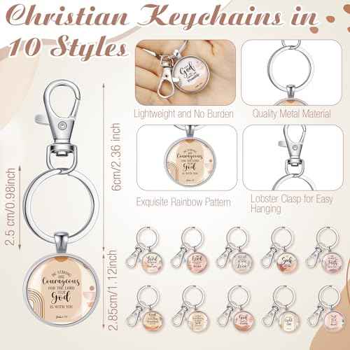 Talltalk 20 Pcs Christian Gift Bulk for Women Religious Cosmetic Bag Inspirational Scripture Keychain(Bohemian Style)