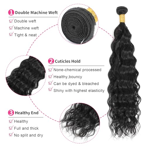 Deep Wave Bundles Human Hair 14 16 18 Inch Water Wave Human Hair Bundles Deals Human Hair Extensions Natural Curly Hair Doubt Weft for Women