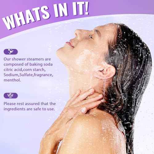 TranquilBliss Shower Steamers, Shower Bombs with Natural Fragrance, Self Care& Relaxation, Mother's Day, Christmas Birthday for Women and Mom, Individually Packaged, Purple Set 1 Packs£¨6 Tablets£©