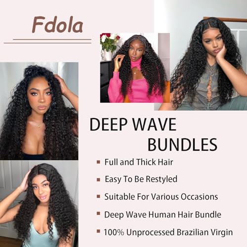 Deep Wave Bundles Human Hair One Bundle Brazilian Water Wave Human Hair Bundles 30 Inch 12A 100% Unprocessed Deep Curly Bundles Human Hair Double Weft