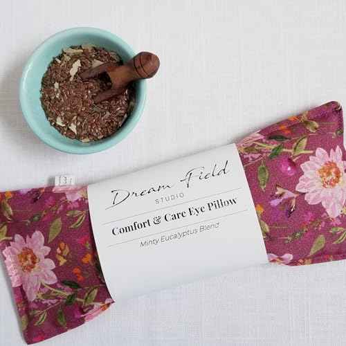 Eye Pillow with Flaxseed, Eucalyptus & Mint - Microwavable, Get Well Gift, Headache and Sinus Relief - Forest Floral