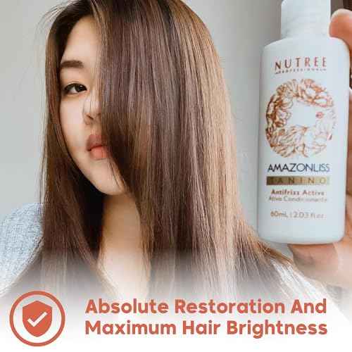 Amazonliss Hair Straightening Brazilian Treatment Tanino - Taninoplastia Hair Treatment - Smoothing, Hydrating, Repairing, Extreme Shine Effect - Formaldehyde Free - 2.03 Fl.oz (Tanino)
