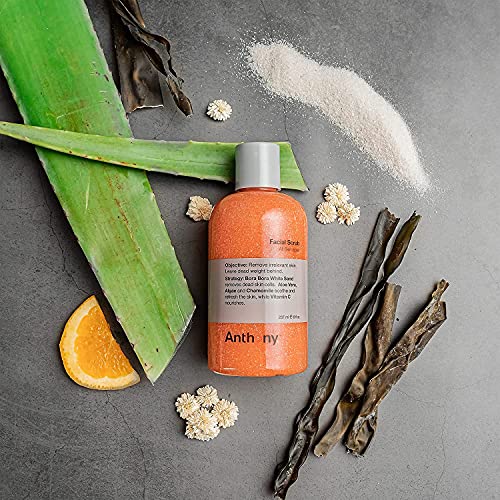 Anthony Facial Scrub, 16 Fl Oz, Contains Aloe Vera, Sand, Algae, Chamomile, Vitamin C, Soothes, Protects, Refreshes and Removes Dead Skin Cells