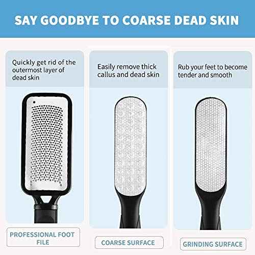 Fu Store 2 Pack Foot Files Callus Remover Stainless Steel Foot Rasp and Dual Sided Feet File Professional Scrubber Pedicure Tools Premium for Feet Care Remove Hard Skin