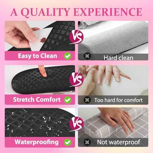 AORAEM Nail Arm Rest, Foldable Leather Nail Arm Rest with Non-slip Sleeve, Internal Sponge Filled Arm Rest Pillow with Metal Bracket, Nail Hand Rest for Home Use and Nail Salon Use (Black)