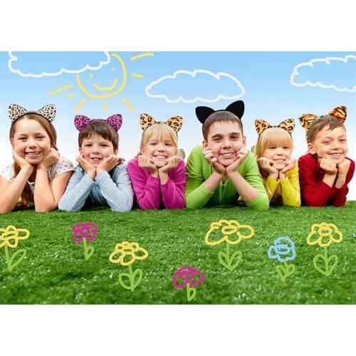 YARIEW 12 Pcs Cat Ears Headbands Animal Ears and Horns Headband Plush Horns Cosplay Costume Halloween Christmas