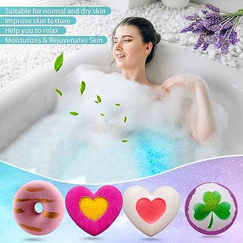 Bath Bombs for Girls - Bath Bombs, Valentines Day Gifts for Women Kids, Bubble Bath, Handmade Bath Bomb Gift Set Bathbombs Relaxing Spa Gifts Basket for Her Wife Mom Birthday