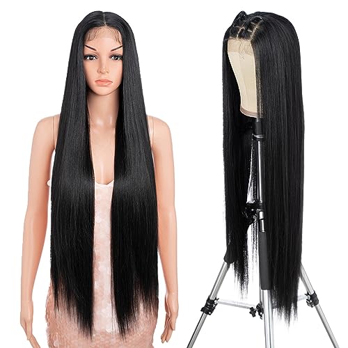 Style Icon 36¡± Super Long 13x4 Lace Wig Easy-360 Lace Frontal Wigs Free Part Lace Front Wigs with Baby Hair (36¡°, 1B)