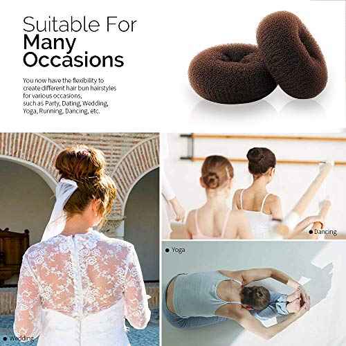 NICEMOVIC Bun Maker, 2PCS Medium Hair Donut Shaper, Ring Style Bun for Short and Thin Hair (3 Inch/Brown)