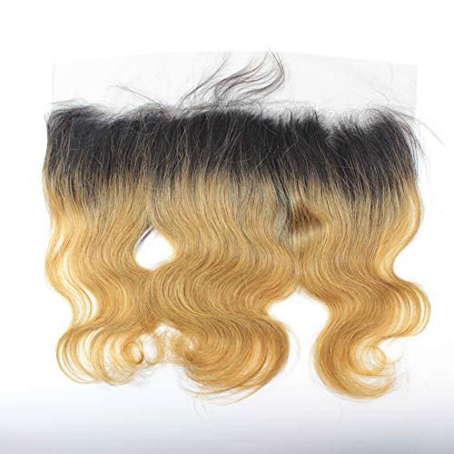 10A Brazilian Hair 13X4 Ear To Ear Full Lace Frontals Closure Hair Pieces Natural Hairline 20 Inch 1B/27 Blonde Ombre Soft Remy Human Hair Body Wave Lace Frontals Pre Plucked