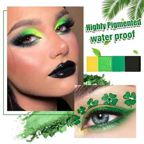 Afflano Green Eyeshadow Palette Christmas Makeup Gift, Multichrome Red Green Eyeshadow Palette High Pigmented, Emerald Forest Glitter green Eye Shadow White Black Lime Teal Blue Witch FX Xmas Makeup