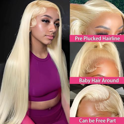 613 Lace Front Wigs Human Hair 200 Density Blonde Wig Human Hair 613 Straight Frontal Wigs Human Hair Pre Plucked For Women 13x4 Honey Blonde HD Lace Frontal Wig 24 Inch