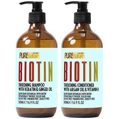 Biotin Shampoo and Conditioner Set - Volume Boosting Formula for Men and Women to Help Thinning Hair - Sulfate and Paraben Free with Thickening Properties - Volumizing Products to Improve Fullness