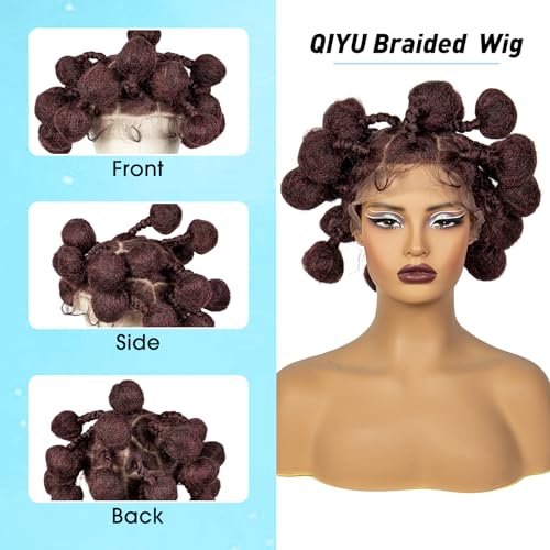 Handmade Bantu Knotless Braided Wigs Synthetic Full Lace Braided Wig Buns Wig Full Lace Braids Wig with Baby Hair African Braiding Hair Wig for Black Women£¨1B-BUG