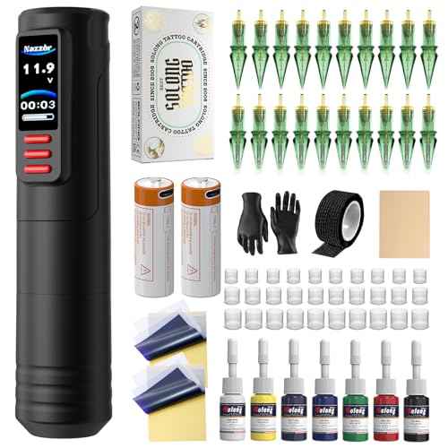 Tattoo Kits Tattoo Machine with Two 1600mAh Batteries,20PCS Cartridge,Tattoo Pen Complete Tattoo Accessories for Beginners (NA-TK8501-1£©