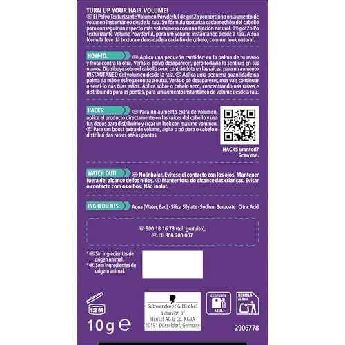 Got2B Schwarzkopf Powder'ful Unisex Root Hair Styling Powder, For Instant Volume and Root Boost, Vegan, 10g