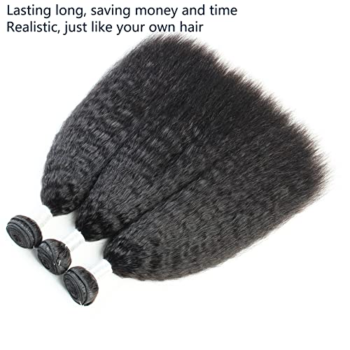 Kinky Straight Bundles Human Hair Yaki Straight Bundles Weave 12 14 16 inch Real 100% Unprocessed Brazilian Remy Hair Extensions Natural Color 12a