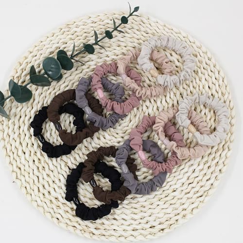 Satin Hair Tie Scrunchies for Women Small Mini Scrunchie Elastics Ponytail Holders Silk Satin Scrunchies for Curly Hair Soft No Damage Pony Tail Hair Ties with Box