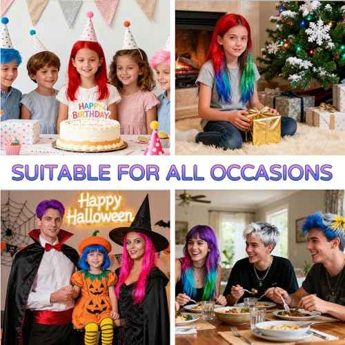 12 Color Glitter Hair Chalk with Shimmer Effect - Temporary Sparkle Hair Chalk for Adults & Kids | Safe, Long-Lasting, Non-Toxic & Washes Out Easily | for Concerts, Parties & Halloween