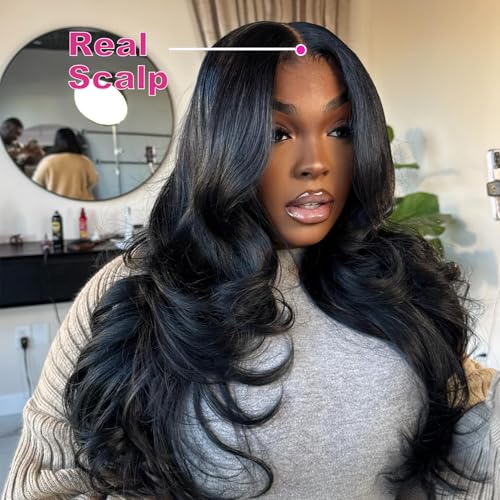 V Part Wig Human Hair Body Wave Upgrade Glueless Wigs Human Hair U part Vpart Human Hair Wig Beginner Friendly Real Hair wigs for Women 180% Density 20 Inch