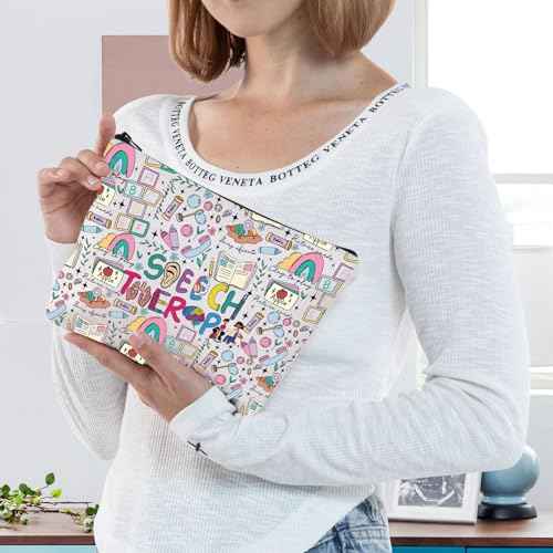 BWWKTOP Speech Therapy Cosmetic Makeup Bag Speech Language PathologistInspired Gifts Speech Therapists Zipper Pouch Bag Speech Pathology Merch (Speech Therapy)