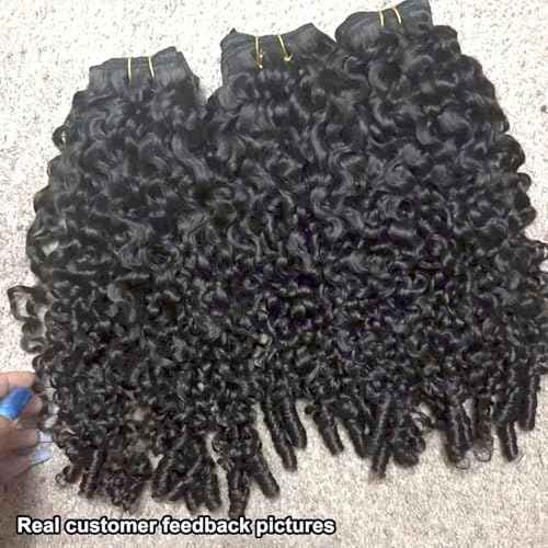 YMS 3C4A Burmese Curly Human Hair Bundles 18 Inch 16A Curly Bundles Human Hair Unprocessed Burmese Raw Hair Extension Real Human Hair Natural Color Spiral Curly End Real Hair Weft Extensions