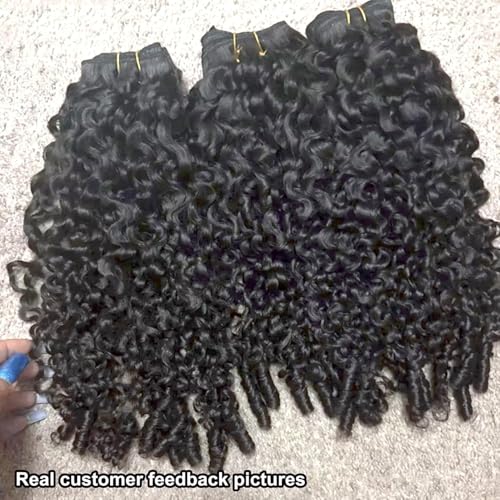 YMS 3C4A Burmese Curly Human Hair Bundles 24 Inch 1 Curly Bundles Human Hair Unprocessed Burmese Raw Hair Extension Real Human Hair 16A Natural Color Real Hair Weft Extensions with Spiral Curly End