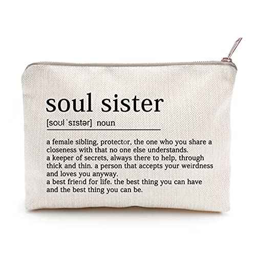 Soul Sister Makeup Case Gifts for Sister Cosmetic Bag Best Friend Toiletry Bag Gift Motivation Quotes Sister Birthday Gift (Soul Sister)