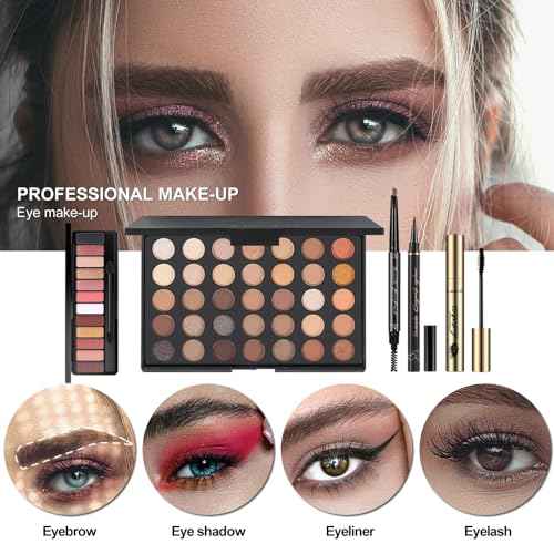 MISS ROSE M All In One Makeup Kit, Makeup Kit for Women Full Kit,Multipurpose Women's Cosmetics Set,Beginners and Professionals Alike,Easy to Carry(DLS-Pink)
