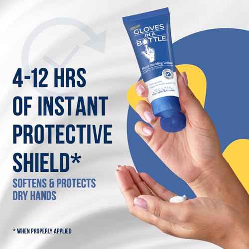 Gloves In A Bottle Psoriasis Eczema Relief Hand Lotion Travel Size - Shielding Lotion for Women, Men, 6 months old or older babies - Cracked Hands Repair Cream - 3.4 oz
