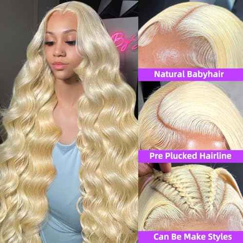 Avolo 613 Lace Front Wig Human Hair 13x6 Transparent Lace Blonde Lace Front Wigs Human Hair Pre Plucked Body Wave 613 HD Lace Frontal Wig 180% Density 613 Wig for Women 24 Inch