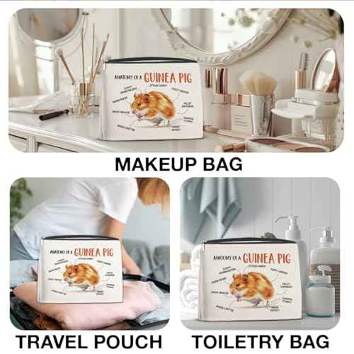 Funny Guinea Pig Gifts Makeup Bag for Women Girls, Birthday Christmas Gifts for Guinea Pig Animal Lovers Friends Besties Zipper Cosmetic Bag Travel Toiletry Pouch for Purse