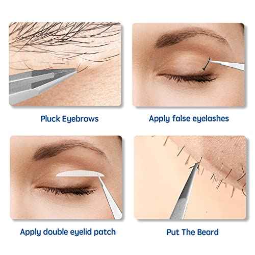 Pointed Tweezers for Women Facial Hair, Professional Stainless Steel Tweezers for Eyebrow, Chin Hair and Ingrown Hair Removal