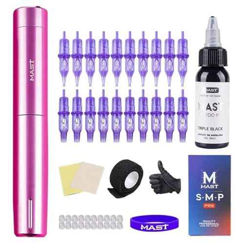 Mast Tattoo Tour Y22 Tattoo Gun Kit Complete Tattoo Machine Kit 20 Pro Cartridges Needles for Beginners