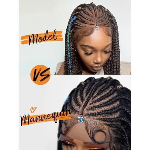 GORGIUS Braided Lace Front Wigs Pre Plucked Knotless Box Braid Wig with Baby Hair Pre Braided Glueless Synthetic Cornrown Wig For Women