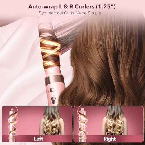StyleVibe 6-in-1 Air Styler, Hair Dryer & Blow Dryer Brush with Auto Wrap Curl L/R, Fast Drying, Smooth Blowouts, Root-Lift Volume, No Heat Damage Frizz-Free Thermal Brush with Travel Bag