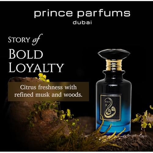 Prince Parfums Dubai ? Wafa Men¡¯s Eau de Parfum 3.4 Ounces ? Bold Luxury Cologne with Mandarin, Cypress, Geranium & Musk ? Citrus Freshness and Refined Woods for the Modern Man