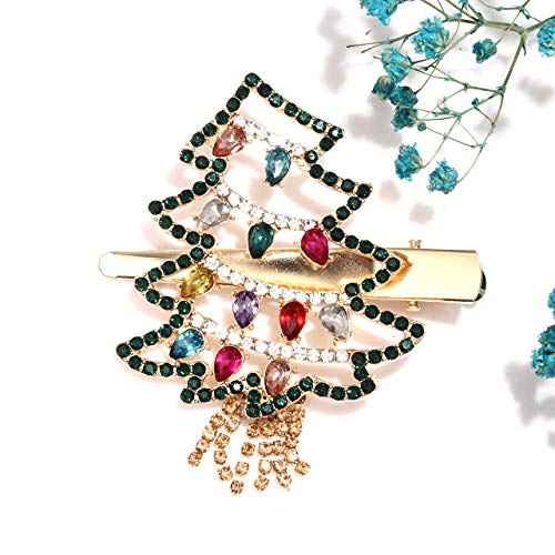 Christmas Hair Pins for Women Girls Rhinestone Crystal Snowflake Reindeer Wreath Xmas Tree Hair Clips Barrettes Accessories Festive Holiday Party Favors (Xmas tree wreath hair pins)