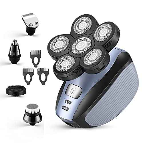Head Shavers for Men - Upgraded Multifunctional Bald Head Shaver, Waterproof Electric Razor for Men Cordless Rechargeable Shaving Grooming Kit (Blue)