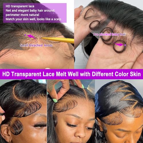 26 Inch Body Wave Lace Front Wigs Human Hair 180% Density Body Wave Human Hair Wigs for Women 13x4 Body Wave Frontal Lace Front Wigs Natural Hairline