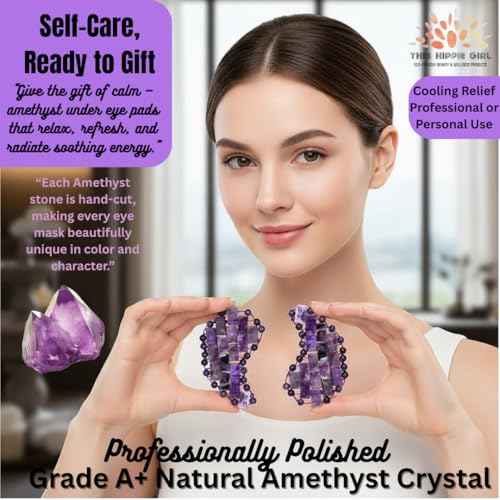 Crystal Under Eye Mask ? Rose Quartz or Amethyst Cooling Eye Mask for Puffiness, Dark Circles & Relaxation ? Handcrafted Gemstone Facial Tool by This Hippie Girl (Amethyst)